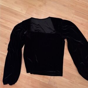 Chic Black Velvet Women's Blouse